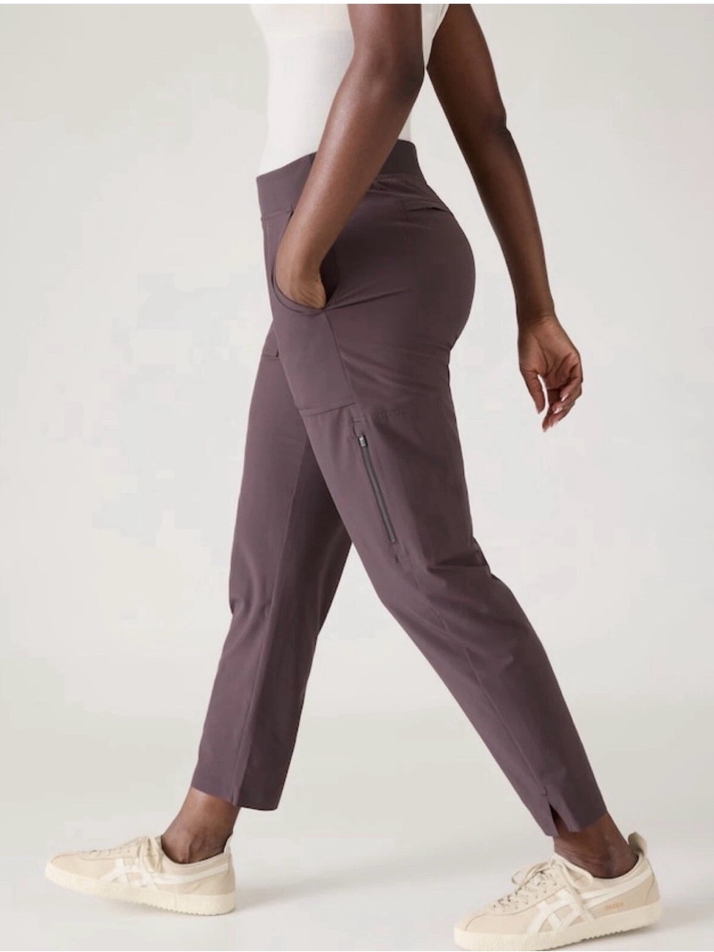 Athleta Brooklyn Mid Rise Ankle Utility Pant Mauve 6P - Picture 3 of 11